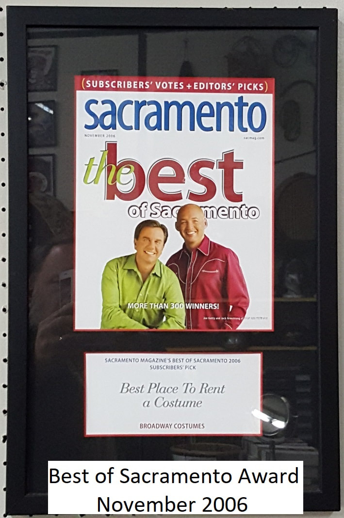picture of Best of Sacramento Award "Best Place to Rent a Costume" to Broadway Costumes, November 2006
