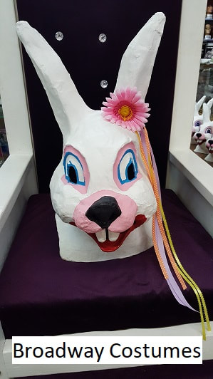 Picture of one of our regular paper mache Easter Bunny heads with a pretty bow