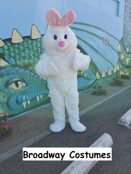 picture of our Deluxe Easter Bunny with the Long Fur Suit and Fur Head