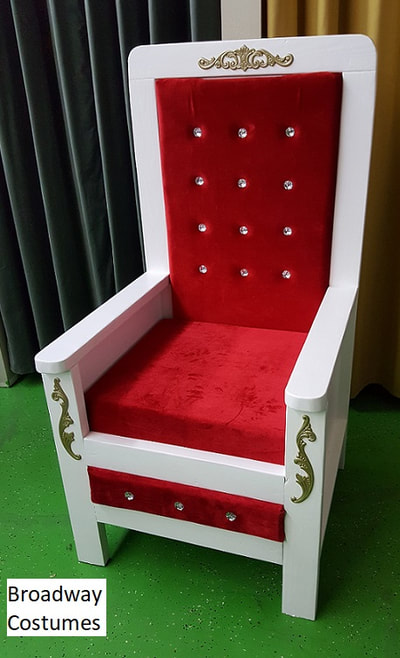 Picture of our white Throne with Red Velvet - perfect for Kings and Queens and even Santa!