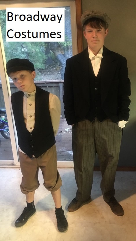 pictures of various costumes for newsies or other orphan waifs